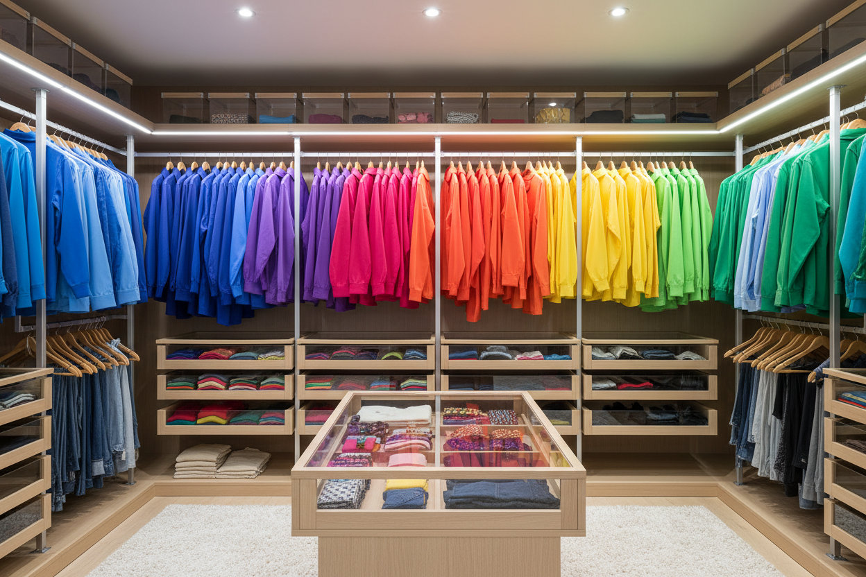 ahora haz el mismo armario ordenado y con colores vivos